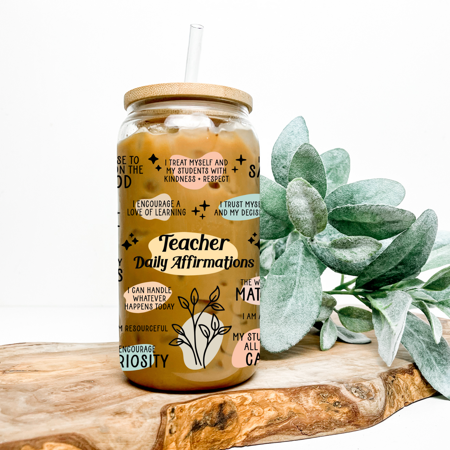Teacher Affirmations Glass Cup