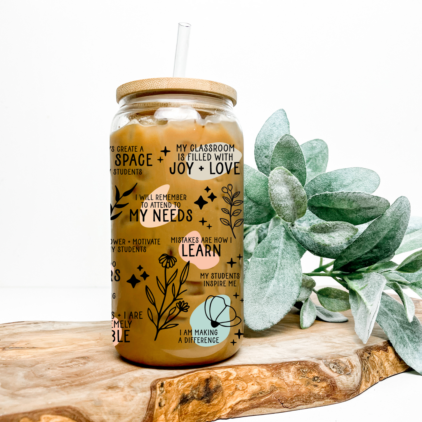 Teacher Affirmations Glass Cup