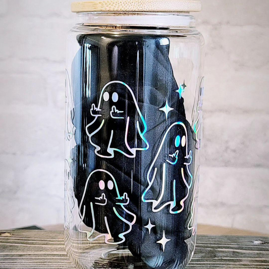 Glow-In-The-Dark Middle Finger Ghost Glass Cup