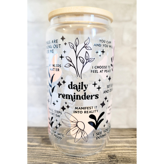 Daily Affirmations Glass Cup