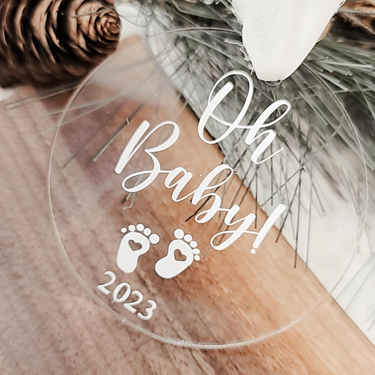 Minimalistic Baby Announcement Ornament
