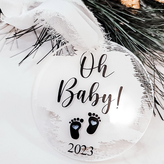 Hand-Painted Baby Announcement Ornament
